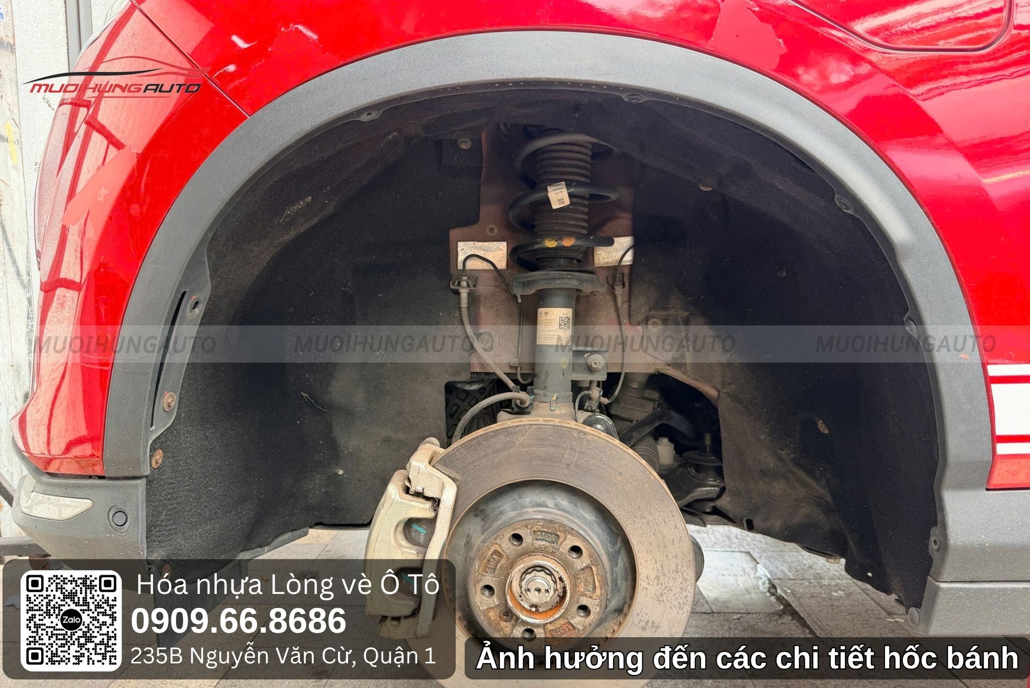 Lòng vè nỉ bị mục gây ảnh hưởng đến các chi tiết bên trong hốc bánh