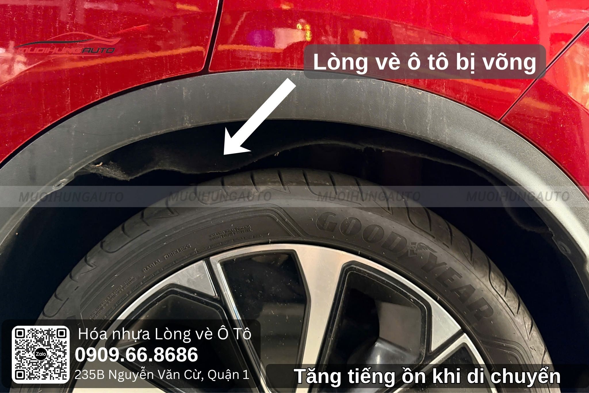 Lòng vè bị võng xuống gây tiếng ồn khi xe di chuyển