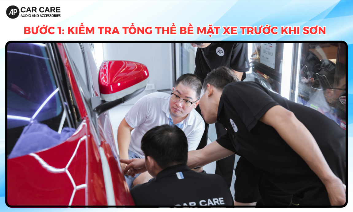 kiểm tra tổng thể bề mặt xe trước khi sơn