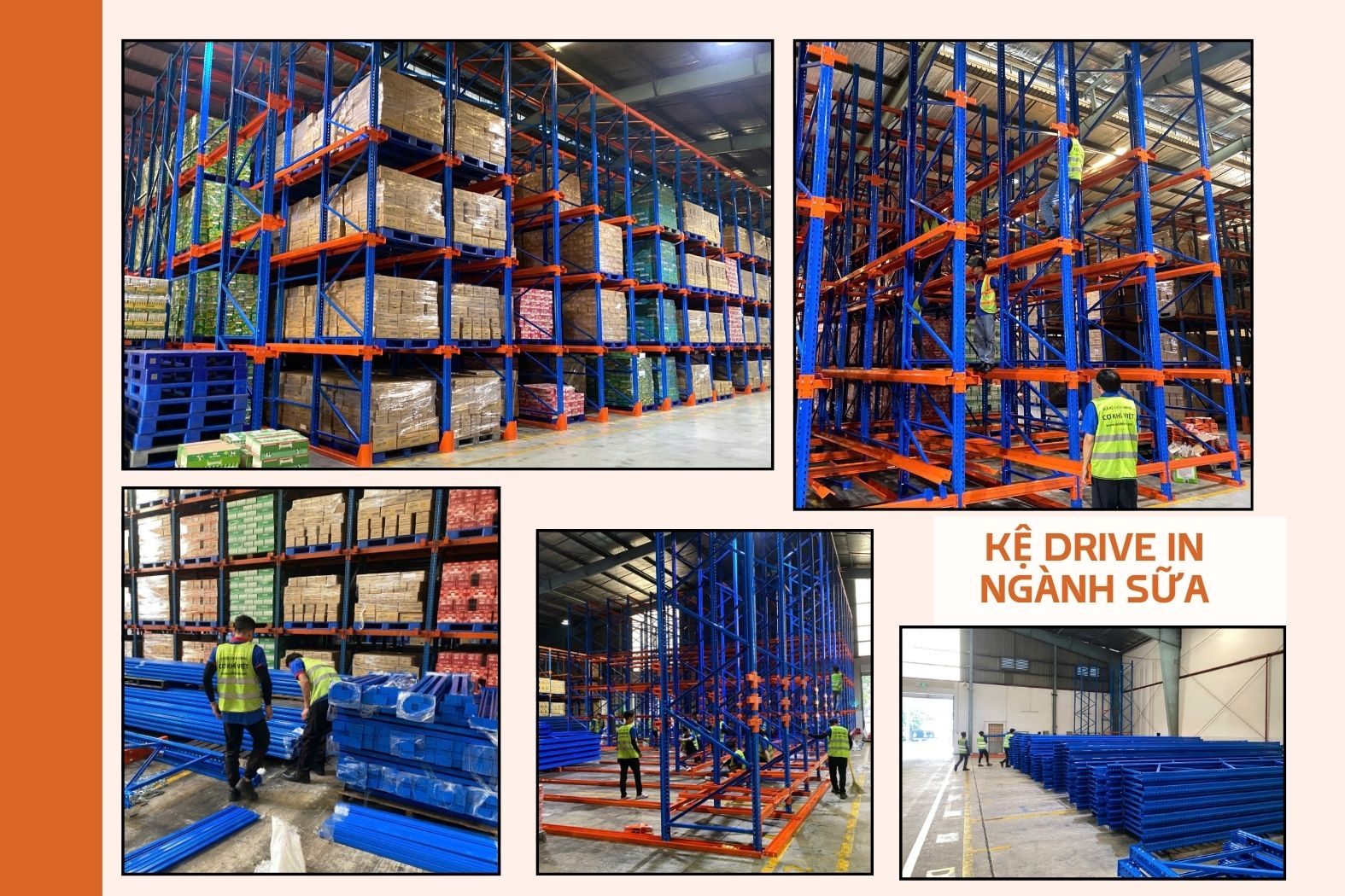 Kệ Drive-in kho FMCG lưu trữ hàng theo lô