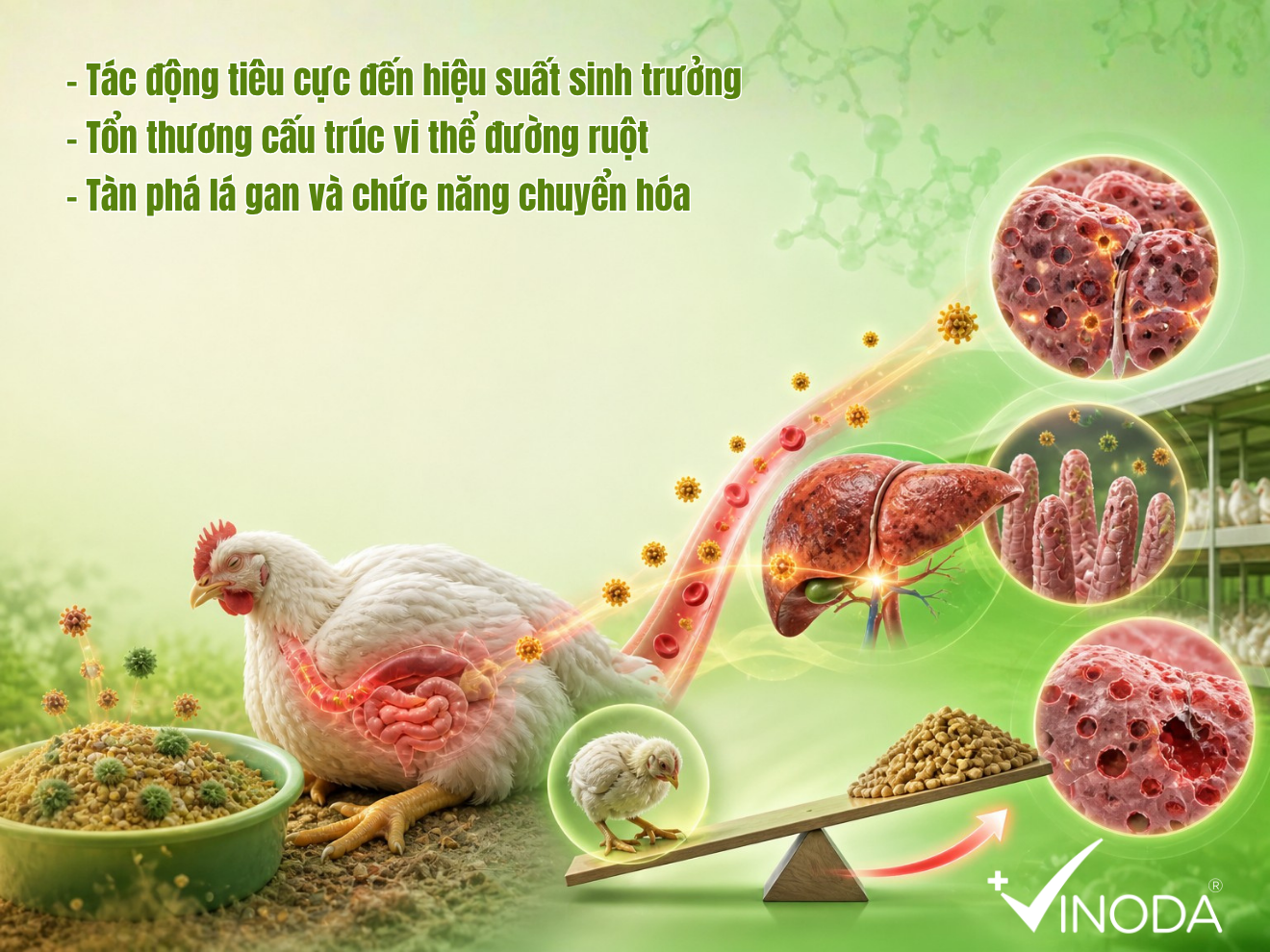 Ảnh hưởng của Aflatoxin đến sinh trưởng và cơ quan nội tạng của gà