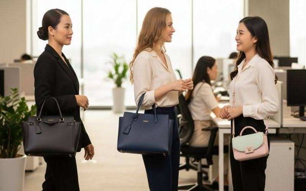 Phối túi xách với vest xám/ghi