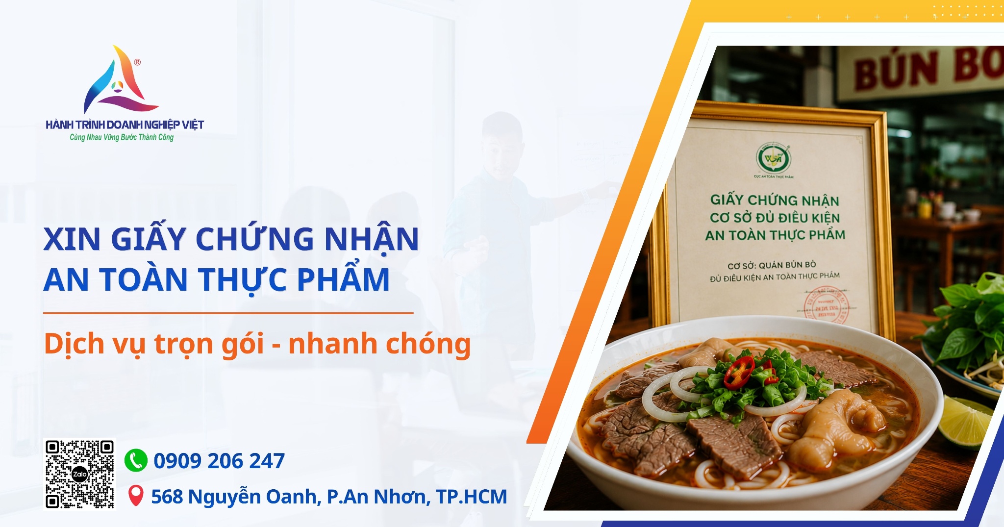 Hướng dẫn thủ tục xin giấy chứng nhận an toàn thực phẩm quán bún bò