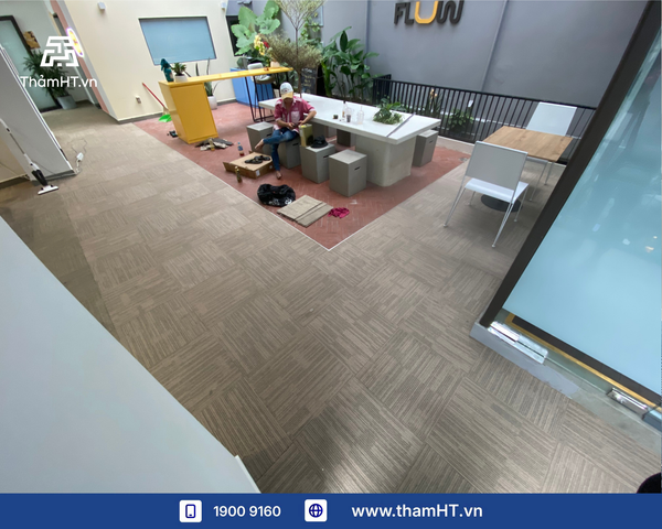 Thảm trải sàn văn phòng quán Cafe Co-working Space - Thảm VINUS 01 Kem - Đầu tư không gian chuyên nghiệp