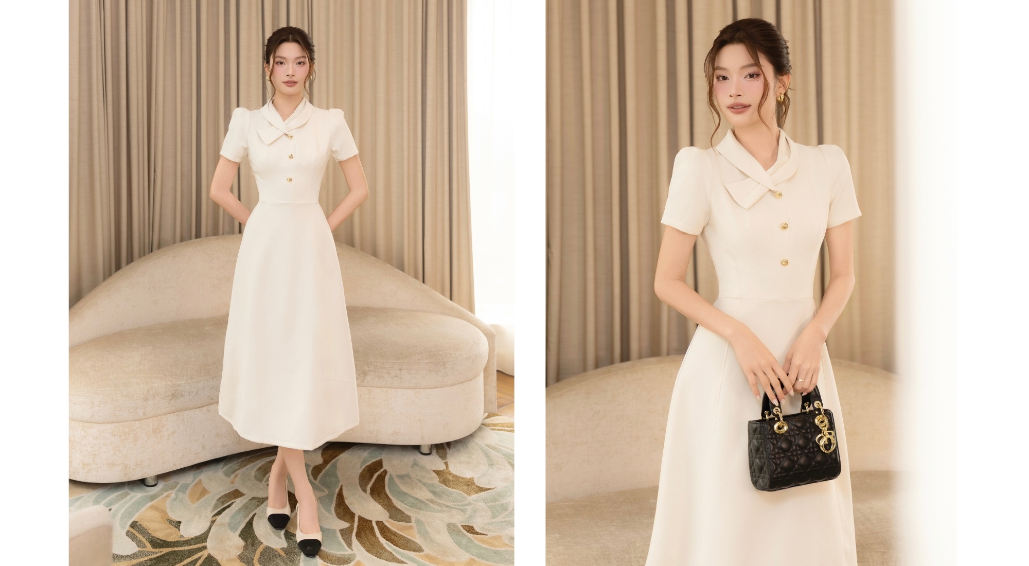 Đầm cổ kiểu vạt