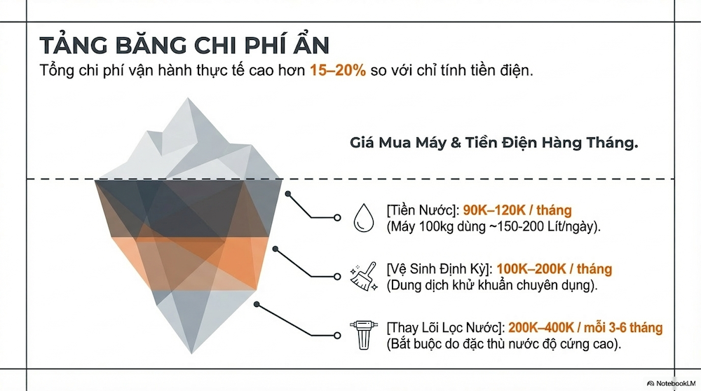 Chi phí ẩn cần tính: điện, nước và vệ sinh định kỳ
