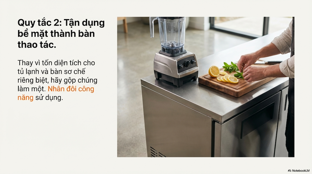 Tận dụng bề mặt phẳng (Worktop/Undercounter)