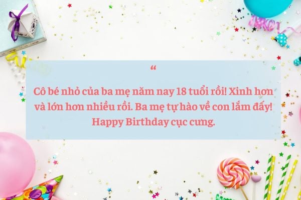 Lời chúc tuổi 18 cho con gái đầy ý nghĩa