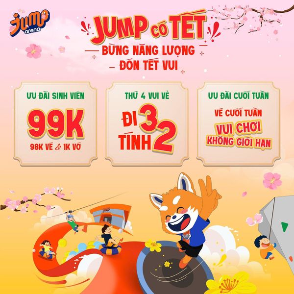 khu vui chơi trong nhà Jump Arena ngày tết nguyên đán