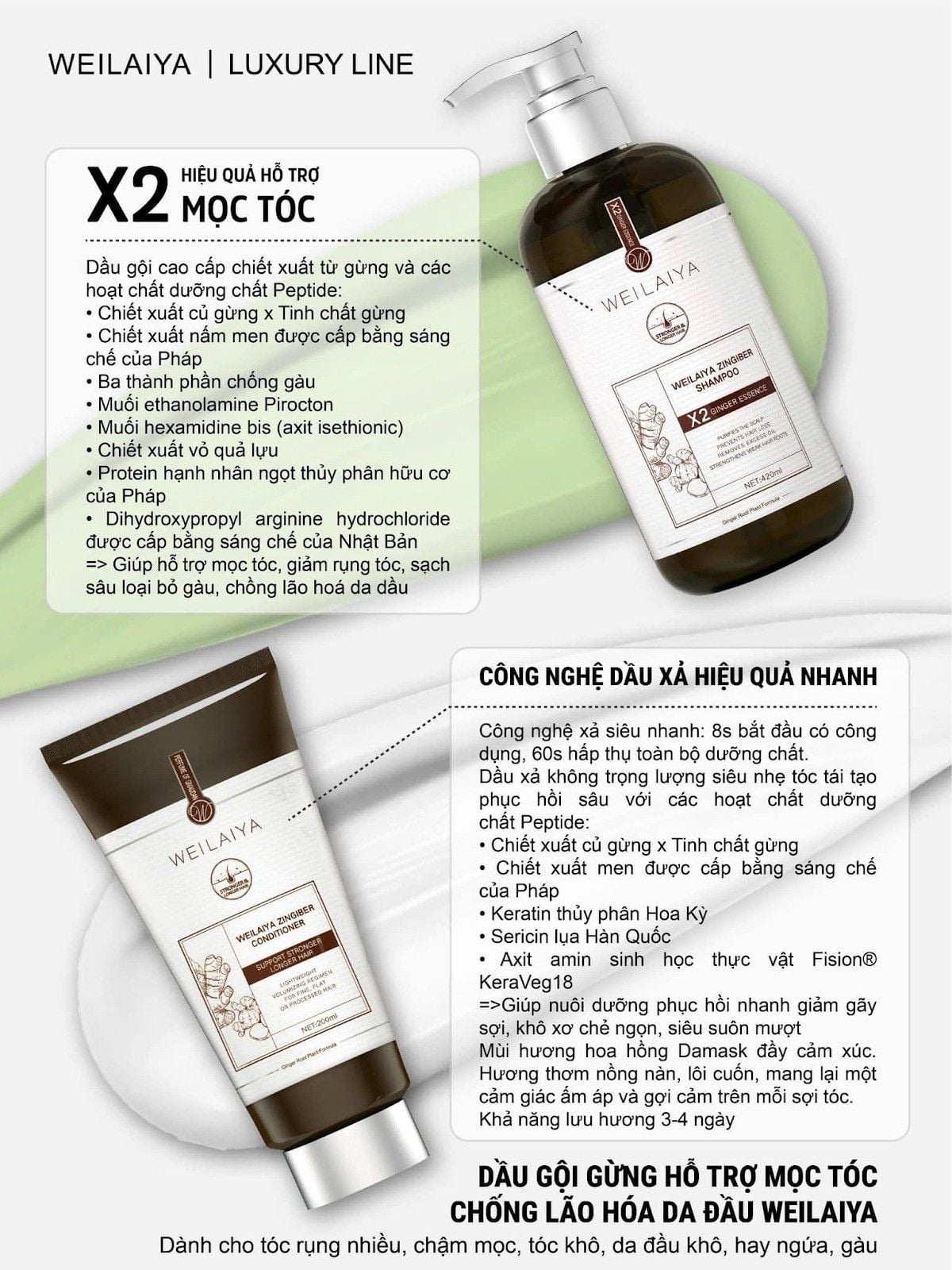 Bộ gội xả gừng thảo mộc luxury Weilaiya