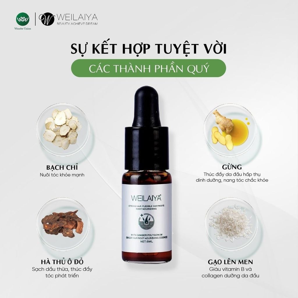 Serum kích mọc và làm dày tóc Weilaiya Ginger Hair Root Nourishing Essence