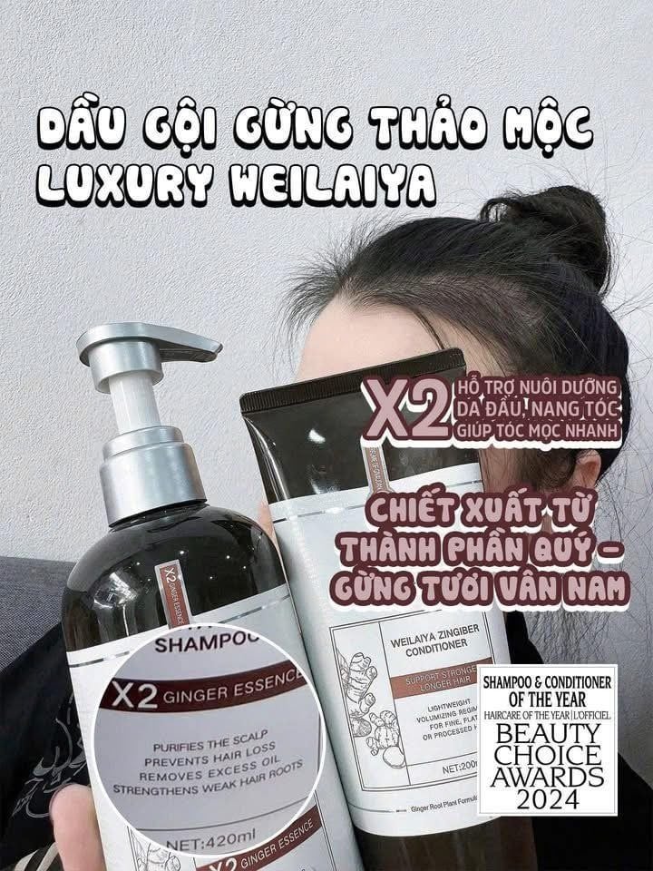 Bộ gội xả gừng thảo mộc luxury là giải pháp cho mái tóc được chị em yêu thích