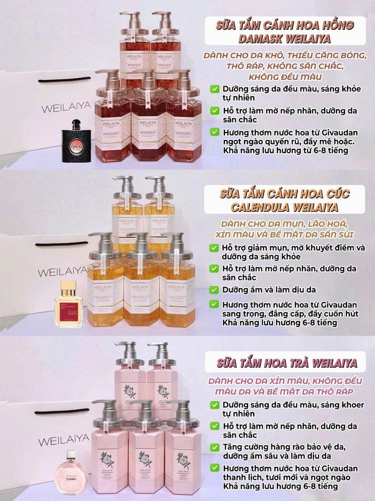 Bộ 3 sữa tắm hot hit nhà Weilaiya