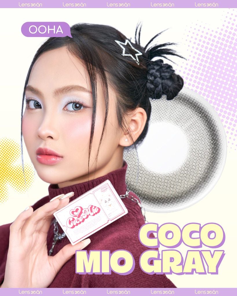 Lens Coco Mio Gray – Xám Xanh Ngọc Highlight Cá Tính tại Lens Xoắn