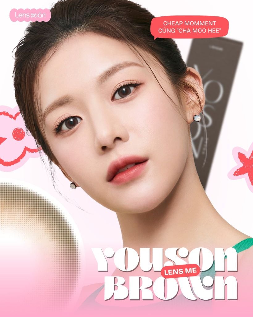 Youson Brown Lens Me nâu cà phê tự nhiên giãn tròng 13.8mm