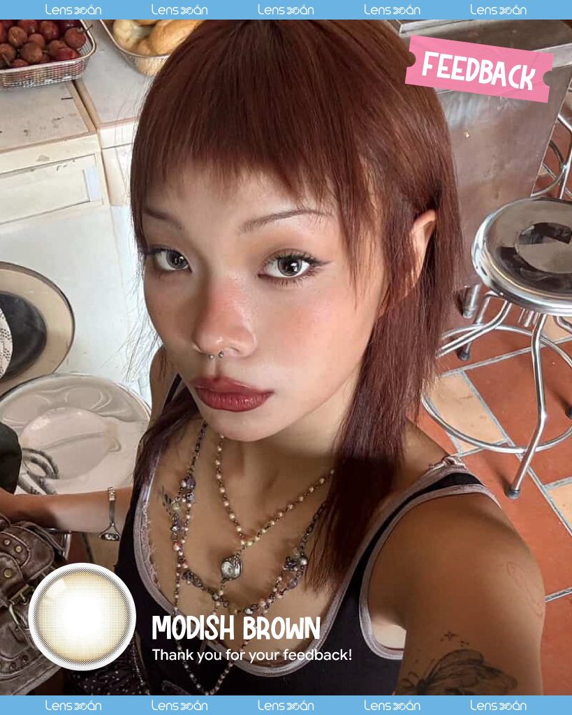 Modish Brown OLOLA – Lens nâu lạnh ánh khói tự nhiên, trong veo dễ đeo