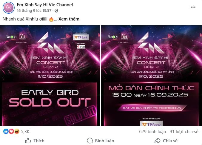 Concert Em Xinh Say Hi tại Mỹ Đình: Vé bán chậm, giảm giá sâu và phản ứng của fan