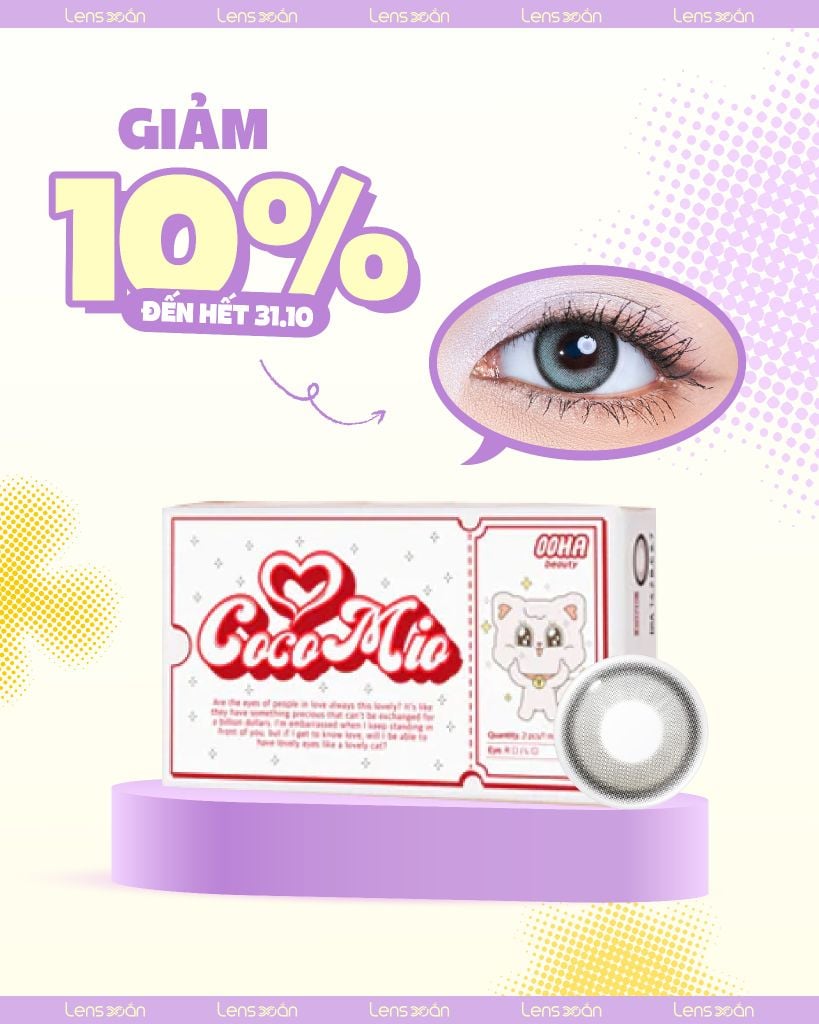 Lens Coco Mio Gray – Xám Xanh Ngọc Highlight Cá Tính tại Lens Xoắn