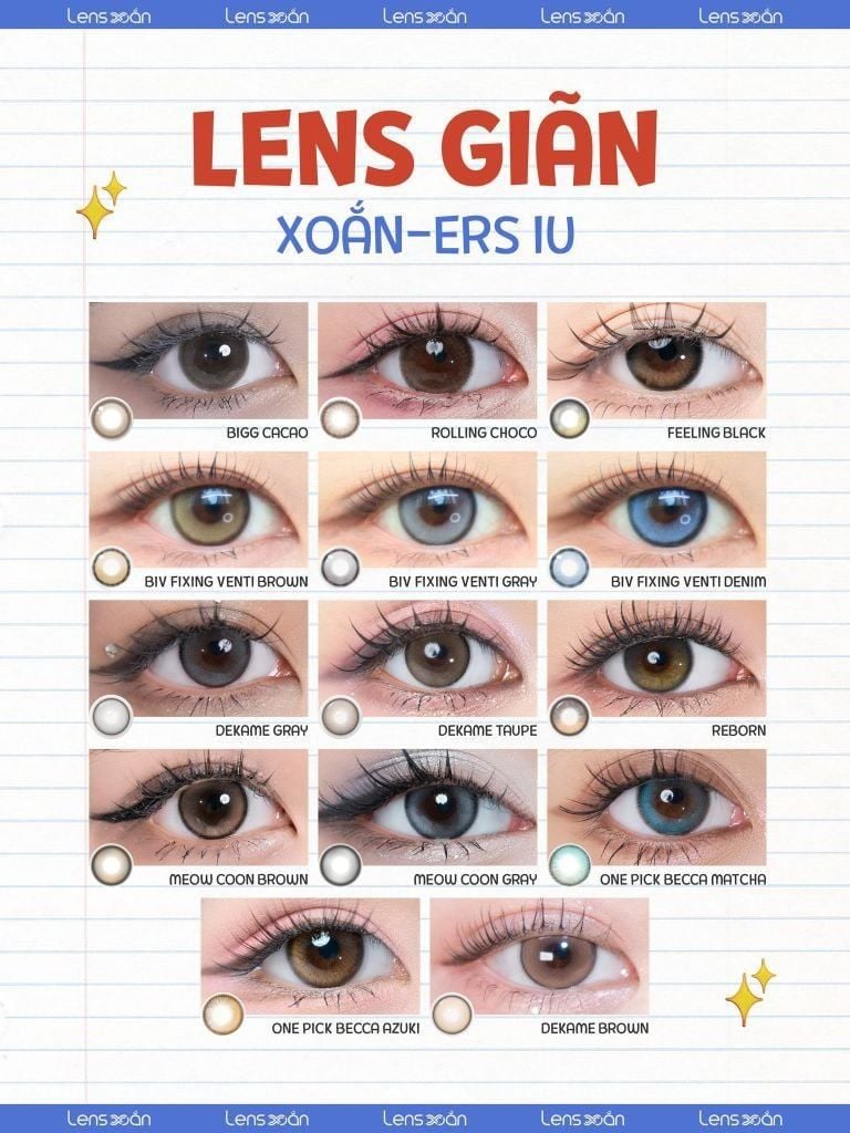Top lens giãn tròng hot 2025 – Dekame Taupe, Big Cacao, BIV Fixing