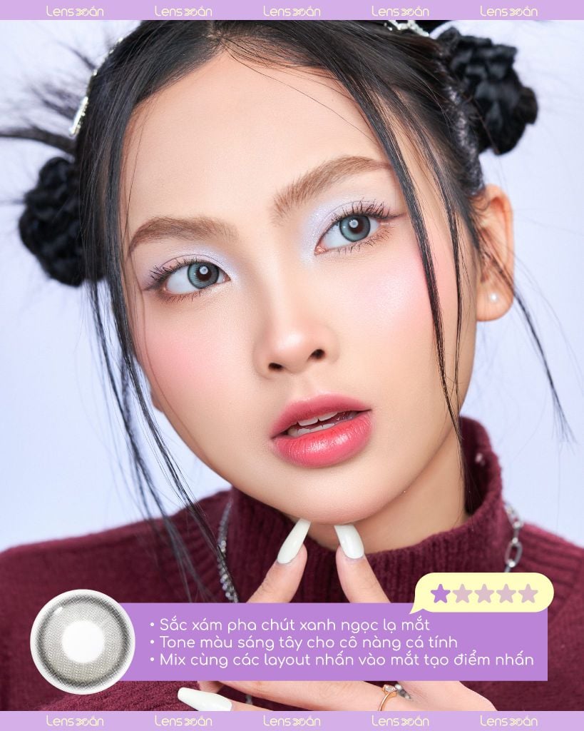 Lens Coco Mio Gray – Xám Xanh Ngọc Highlight Cá Tính tại Lens Xoắn
