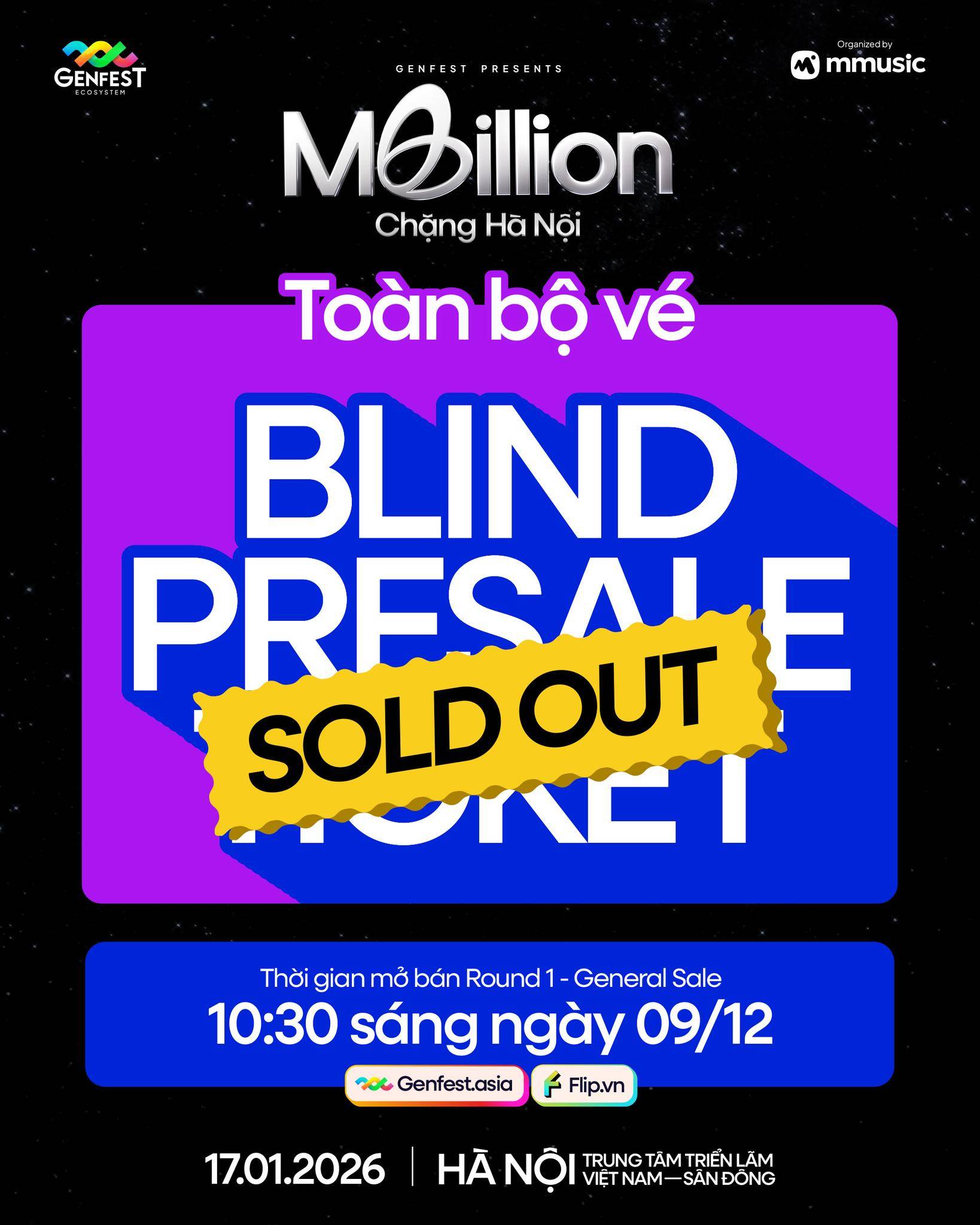 Poster thông báo GENfest Presents MBILLION Hà Nội 17.01.2026 – thông tin vé và hướng dẫn mua vé