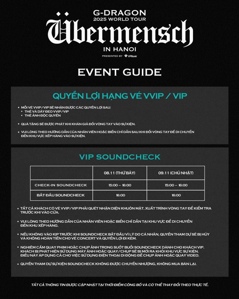 Update timeline & merchandise concert G-DRAGON Übermensch Hà Nội 2025