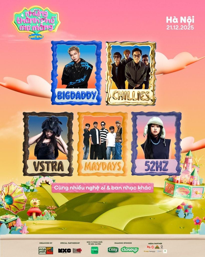 Line-up chính thức Những Thành Phố Mơ Màng Year End Hà Nội 2025 – Chillies, BigDaddy, Low G