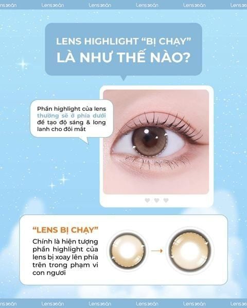 đeo lens bị lé do highlight bị xoay lên trên gây lác nhẹ thị giác