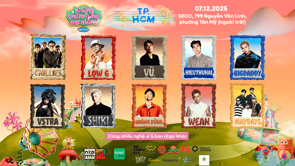 Line-up chính thức Những Thành Phố Mơ Màng Year End Hà Nội 2025 – Madihu, Vstra, 52Hz