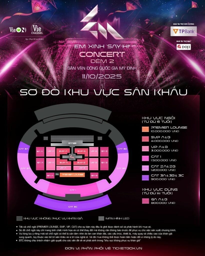Sơ đồ sân khấu concert Em Xinh Say Hi Mỹ Đình