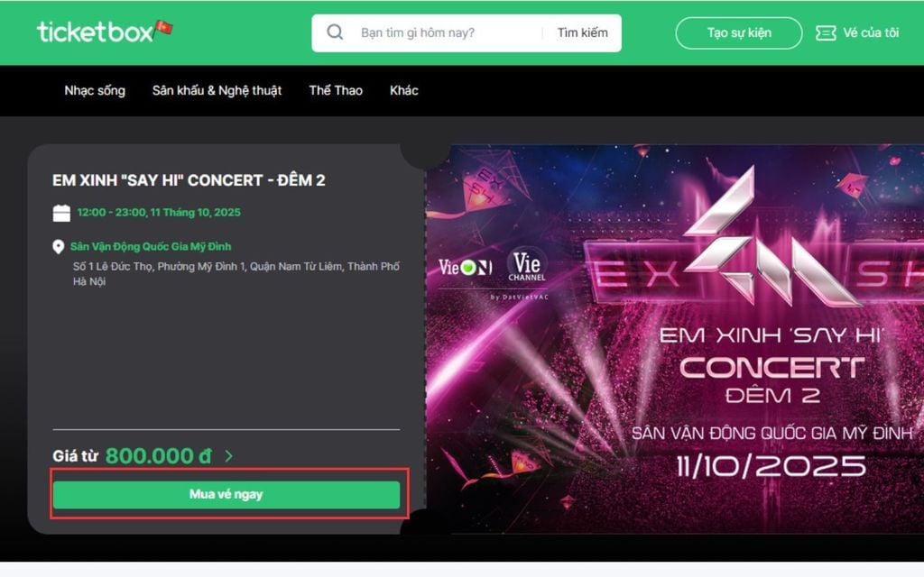 Mua vé Em Xinh Say Hi Mỹ Đình