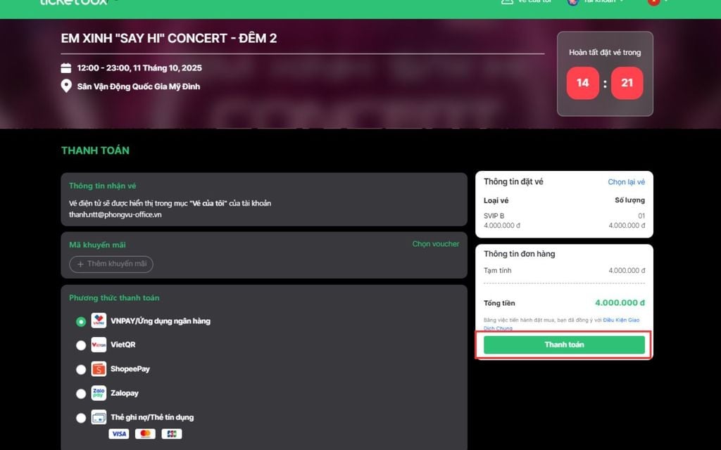 E-ticket concert Em Xinh Say Hi