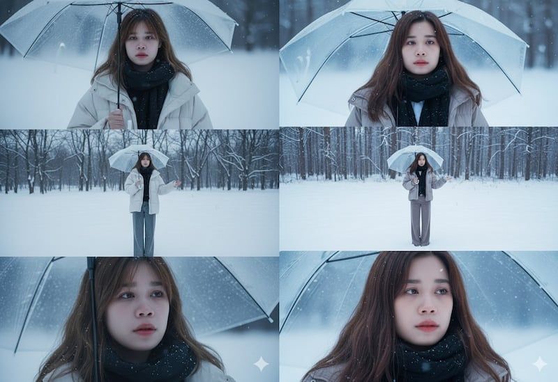 Kết quả ảnh 3 khung từ prompt – Cinematic, cảm xúc