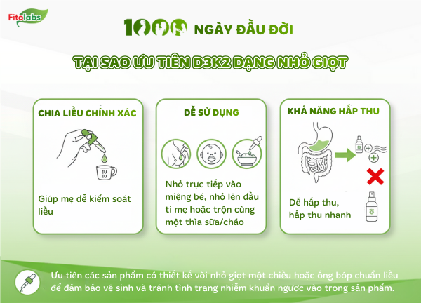 vitamin D3K2 tại sao ưu tiên dạng nhỏ giọt