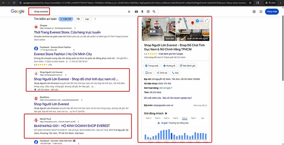 Bạn lên Google tìm là ra Shop Everest một cách dễ dàng