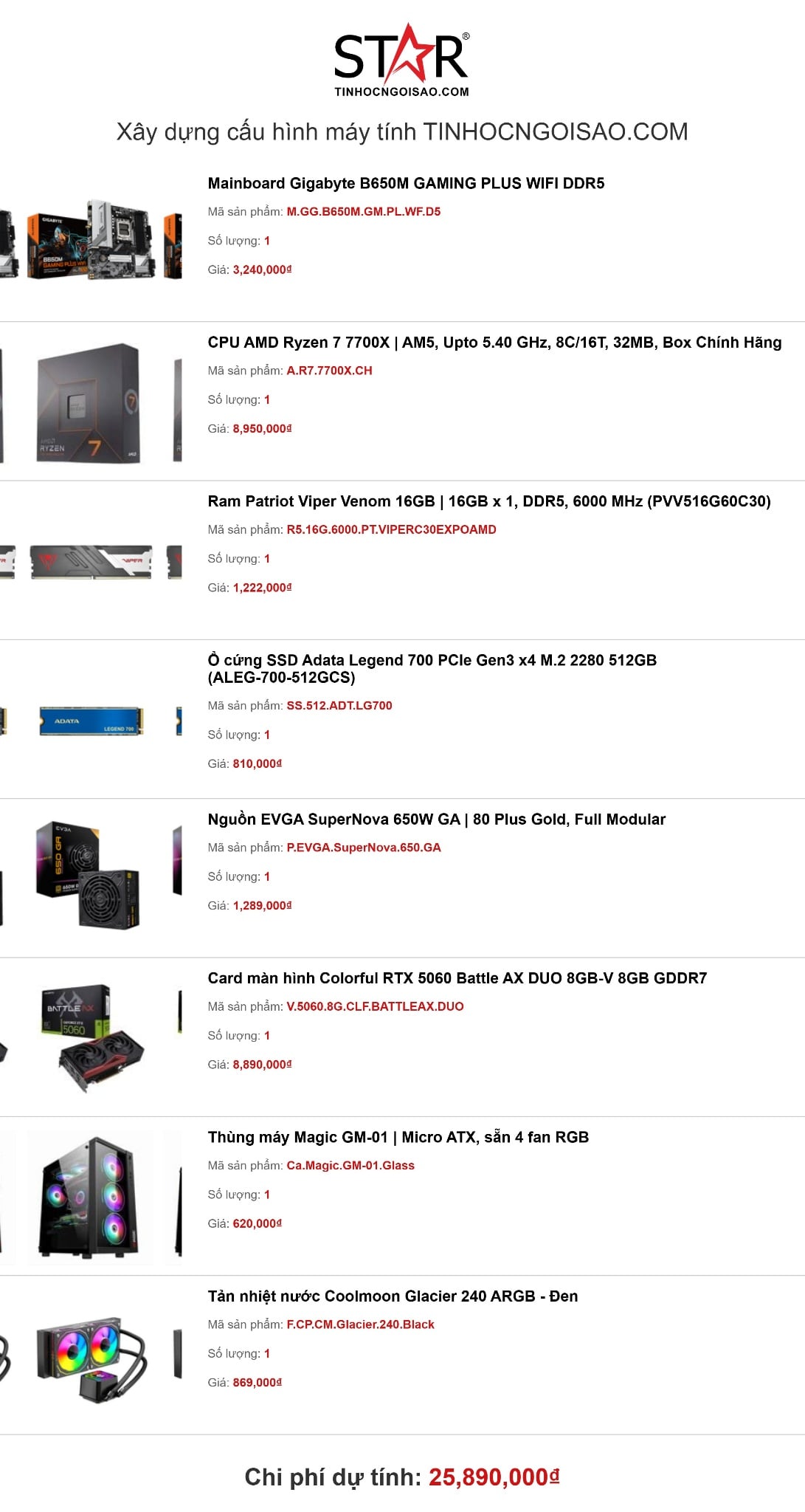 build PC 25 triệu - Cấu hình dùng CPU AMD