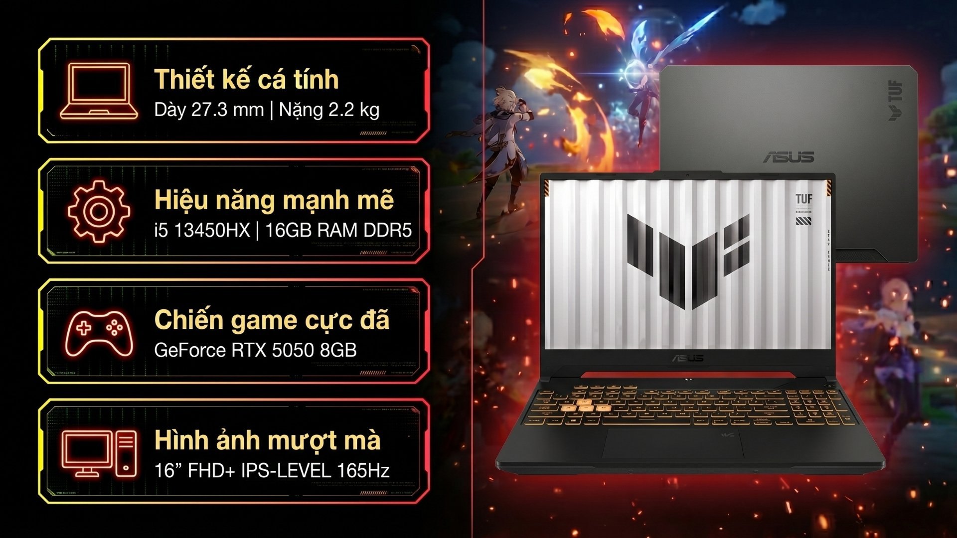 Top 5 Laptop Gaming 30 Triệu Đáng Đầu Tư Nhất 2026 – ASUS TUF Gaming FX608 i5 13450HX