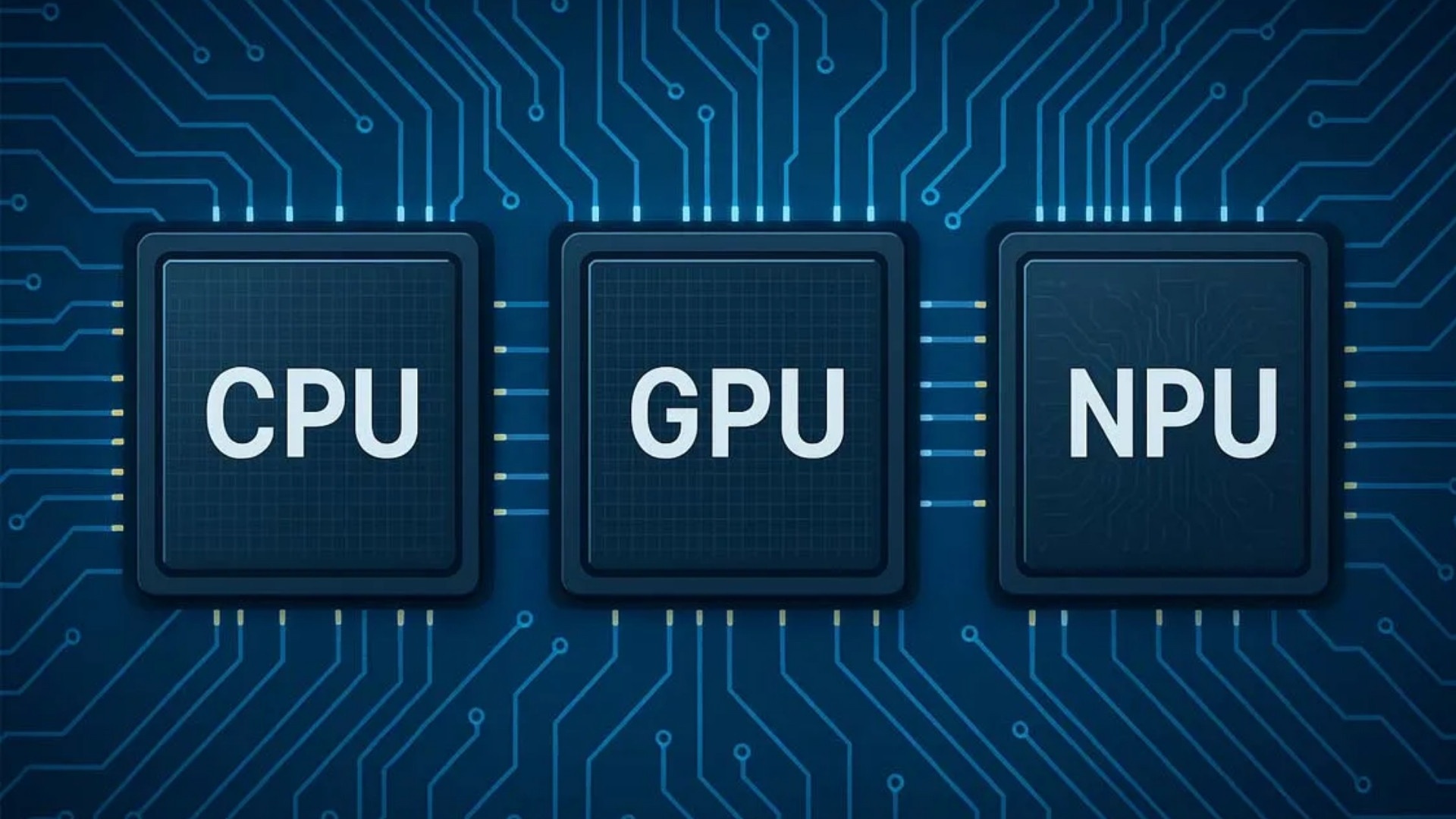NPU xử lý inference nhanh, GPU mạnh mẽ trong training, CPU giữ vai trò trung tâm trong vận hành hệ thống