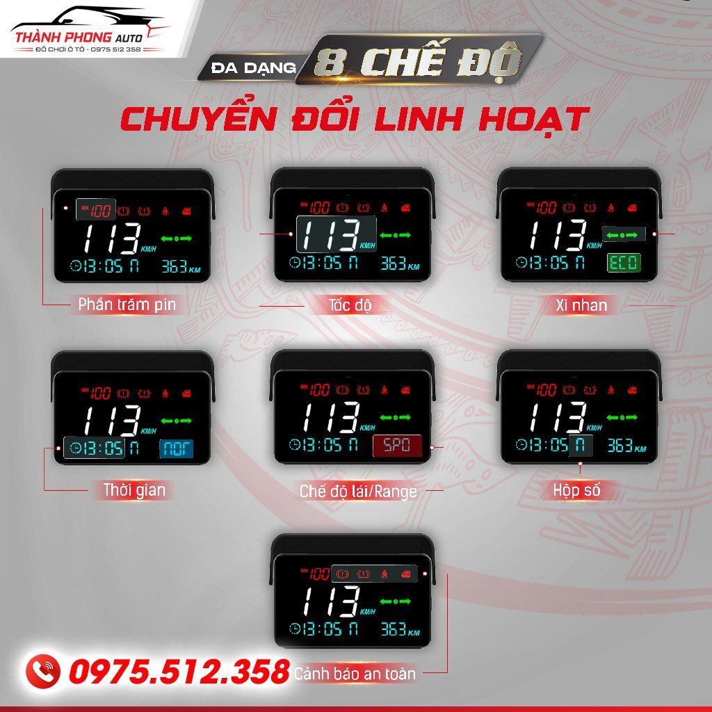 màn hình hiển thị HUD cho vinfast limo green