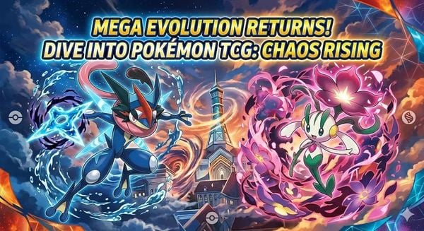 ME04 Chaos Rising Pokémon TCG - Mega Greninja ex và Mega Floette ex chính thức artwork Lumiose City