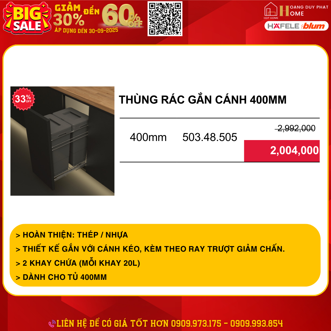 khuyến mãi phụ kiện tủ bếp hafele