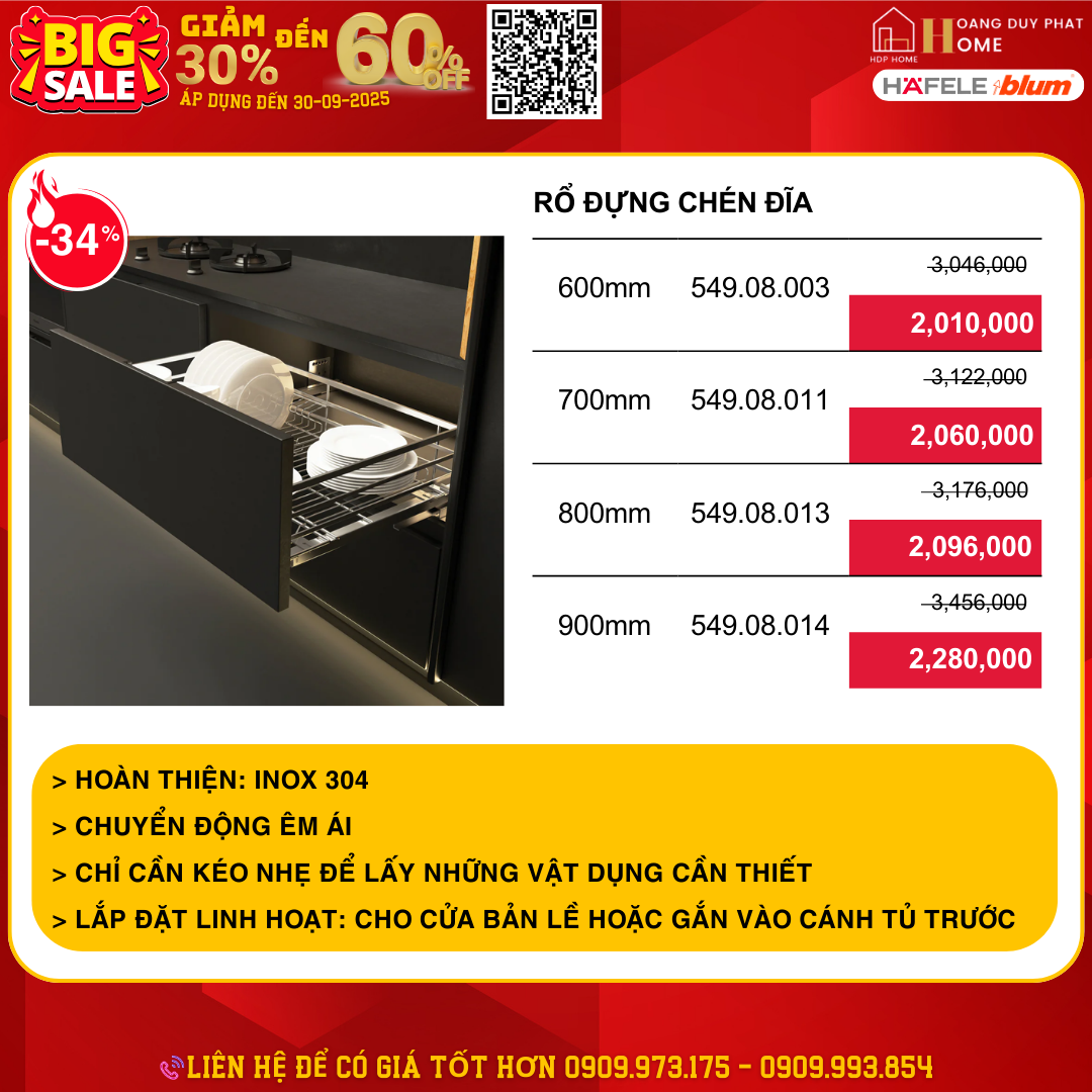 khuyến mãi phụ kiện tủ bếp hafele