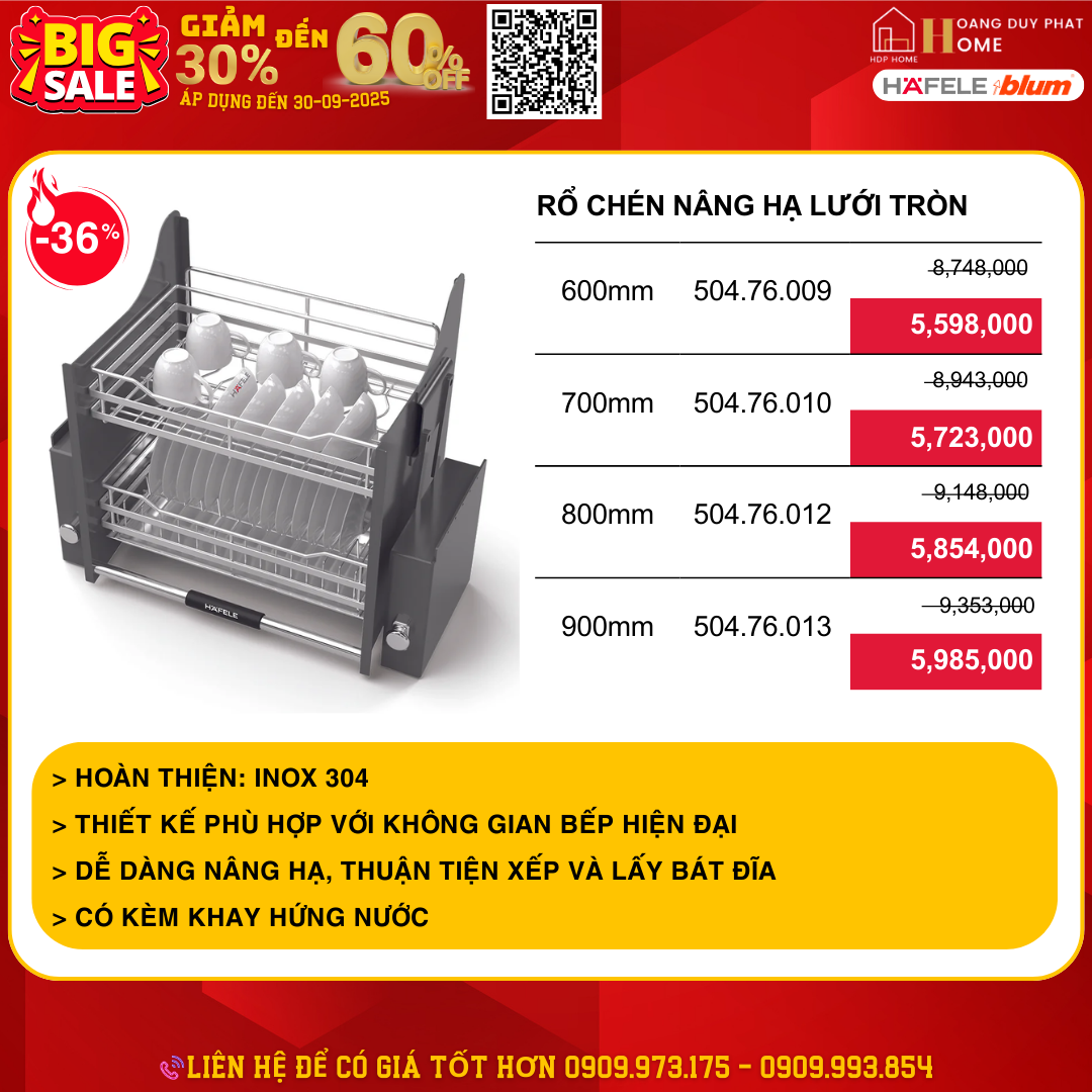 khuyến mãi phụ kiện tủ bếp hafele