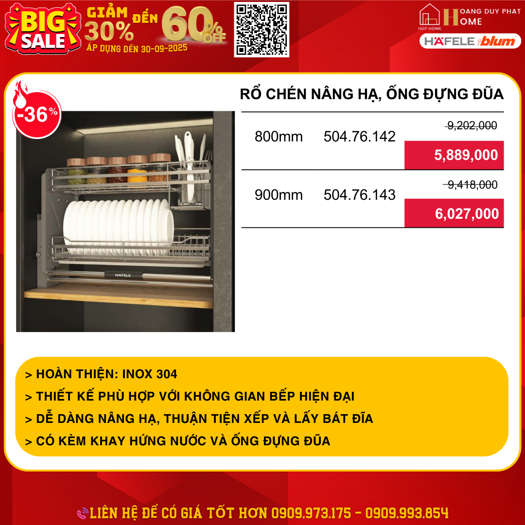 khuyến mãi phụ kiện tủ bếp hafele