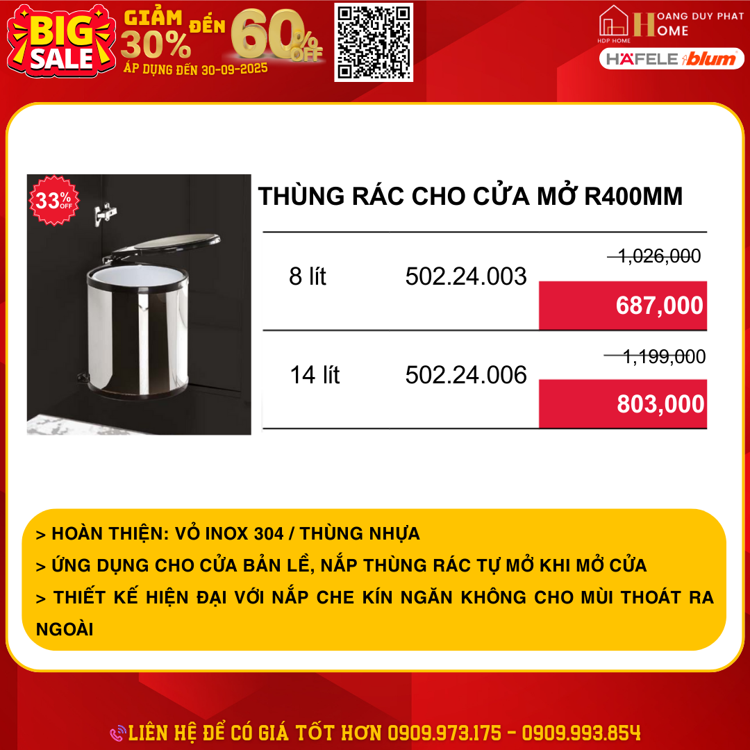 khuyến mãi phụ kiện tủ bếp hafele