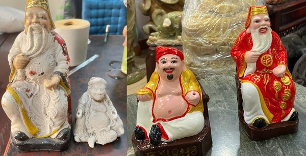 Tượng trước và sau khi phục hồi