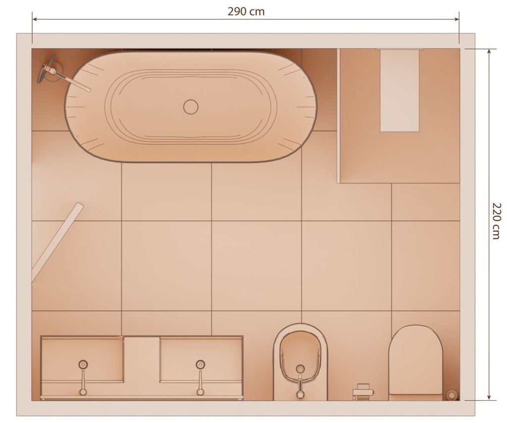 Khoảng cách không hợp lý giữa các thiết bị vệ sinh sẽ dẫn đến phòng tắm không thoải mái