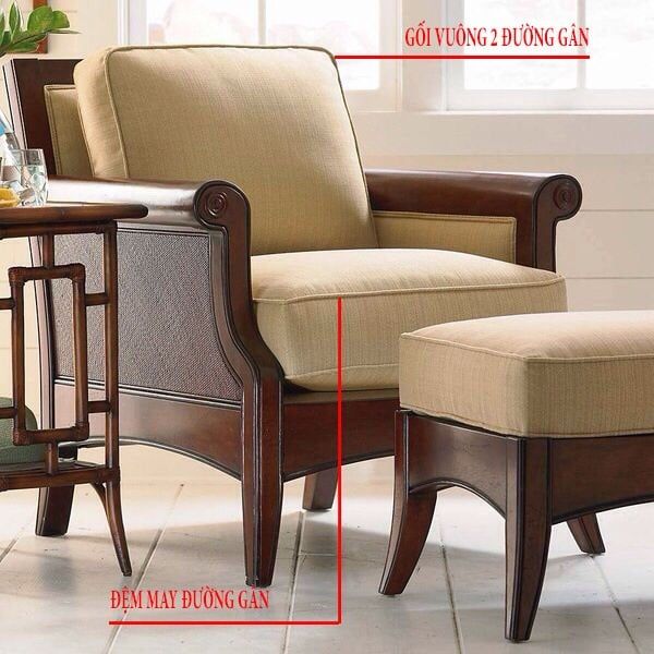 Đệm ghế dạng may gân phù hợp với đồ gỗ grand bois
