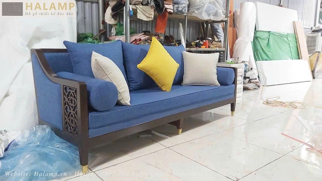 Bộ ghế gỗ gụ bọc vải nỉ