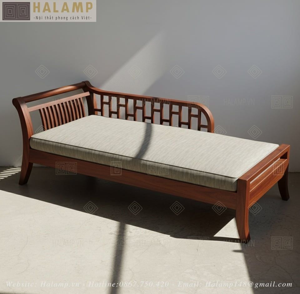 Sofa lazy gỗ tự nhiên thiết kế bởi Halamp